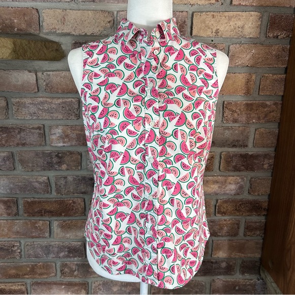 J. Crew Tops - J. CREW Watermelon Print Fitted Button Down Shirt 42